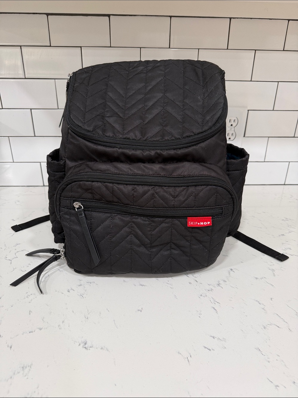 Skip Hop Black Quilted Backpack/ Diaper bag